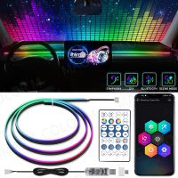 Vegetting Universal Car Ambient Lights LED Interior RGB Symphony Atmosphere Lamp USB APP Control Remote for Tesla Model 3 Y S X