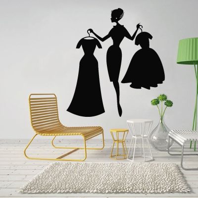 Wall Decal Fashion Shopping Clothing Store Interior Dresses Vinyl Window Stickers Bedroom Decoration