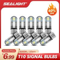 SEALIGHT ไฟ LED 10ชิ้นไฟภายในรถยนต์ LED สีขาว6000K 194 T10 168 2825ไฟโดมอ่านหนังสือไฟป้ายทะเบียนรถประตู W5W