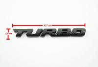 ป้ายโลโก้โลหะสีดำ TURBO ขนาด 9.7x1.2cm ติดตั้งด้วยเทปกาวสองหน้าด้านหลัง