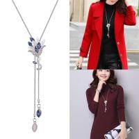 QianXing Shop Rhinestone Flower Tassel Sweater Chain Long Necklace Female Fashion Accessories Winter Clothes Pendant Accessories