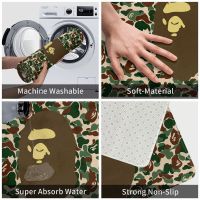 Supreme Bape A Bathing Ape Green Camo พรมเช็ดเท้า พรมเช็ดเท้าในร่ม นุ่ม ตกแต่ง เสื่อกลางแจ้ง ดูดซับน้ํา พรมยาง สบาย ปูพื้น (80X50 ซม.)TH