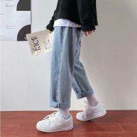 【S-3XL &amp; 2 Colours】Korean Fashion All-match Wide-leg Jeans Straight Baggy Popular Logo Thin Wide Versatile for Women and Men
