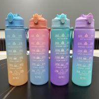 Water Bottle With A Lid And A Tube Plastic Bottle Large Capacity Tumbler Water Container Outdoor Straw Cup With Time Marker