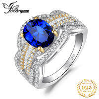 JewelryPalace Infinity 2.5ct รูปไข่สร้าง Sapphire 925เงินสเตอร์ลิง Solitaire แหวนหมั้นสำหรับงานแต่งงานของผู้หญิง Gold