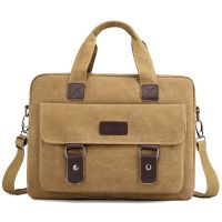 Canvas bag men business briefcase small file bag with thick sheet and solid sheet shoulder inclined shoulder bag