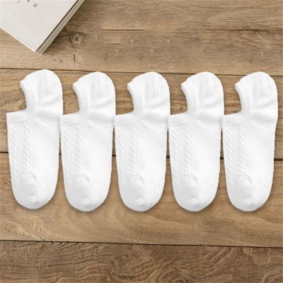 ‘；’ 10 Pieces=5 Pairs Twists Cotton Tube Socks For Men Short Boat Socks Invisible Summer Thin Versatile Anti Odor Calcetines