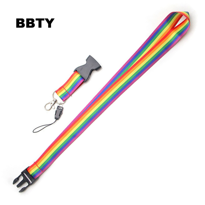 Rainbow Lanyard Neck Strap 15mm ID Badge Holder NHS Rainbow Lanyard