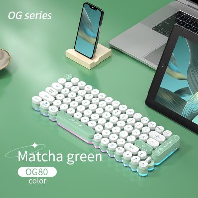 ✷ OG80 2.4G Dual Mode Wireless Keyboard BT 80 Keycaps Water-Proof RGB Backlight Gaming Office For Mac IOS Windows Android