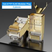 ขั้วต่อ Rj45 Vention 8p8c Rj45 Cat8ปลั๊กหัว Cat8ftp สายเคเบิลอีเทอร์เน็ตโมดูลาร์ชุบทอง Rj45จีบ Cat8เชื่อมต่อเครือข่าย