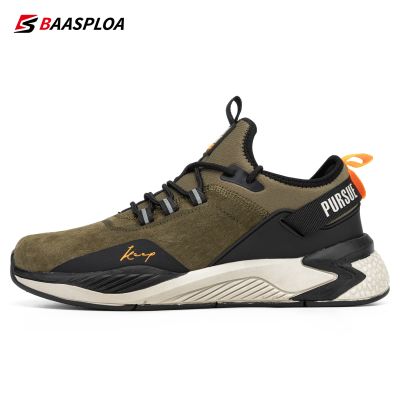 Baasploa New Mens Suede Shoes Waterproof Sneakers Non-slip Casual Running Fashion Male Damping Outdoor Walking Shoes