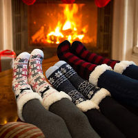 2pc Winter Warmer Floor Sleeping Socks Womens Thick Knit Sherpa Fleece Lined Thermal Fuzzy Slipper Socks Thick Sherpa Fleece