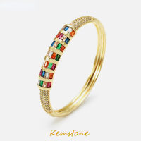 Kemstone แฟชั่นใหม่ที่มีสีสันคริสตัลเงาเพทายกำไลข้อมือสำหรับผู้หญิงเครื่องประดับชุบทองเงินสร้อยข้อมือของขวัญ