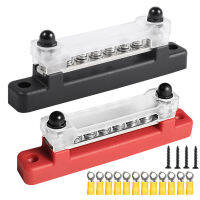 ?[Occkic] 6 Terminal Single Row Busbar 150A บล็อกการกระจายพร้อมฝาครอบสำหรับรถยนต์ เรือ Caravan Motorhome