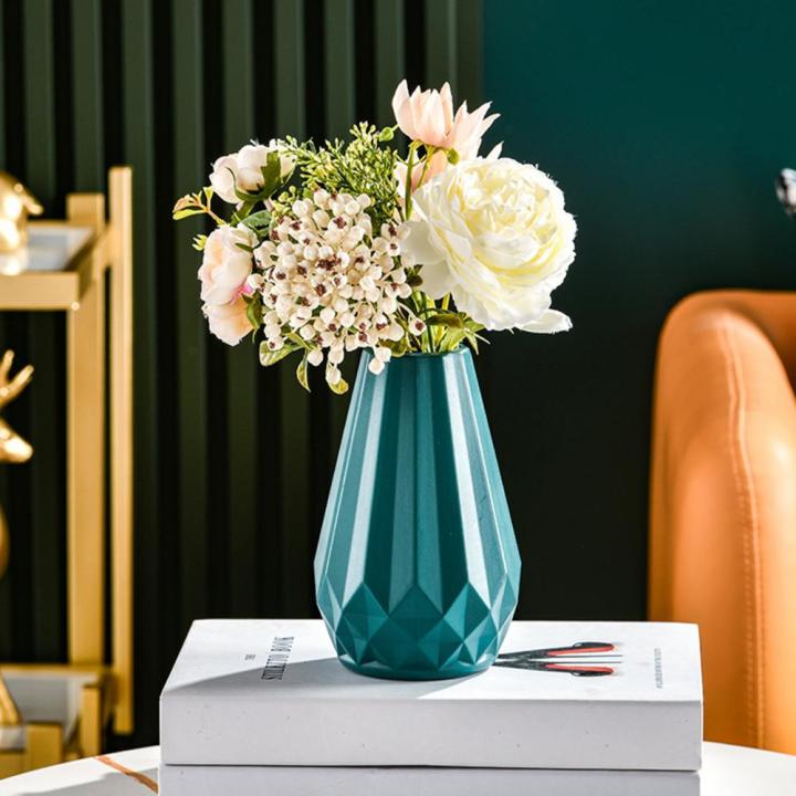 แจกันนอร์ดิกสไตล์เรียบสำหรับเครื่องตกแต่งโต๊ะในบ้านที่เก็บออกแบบดอกไม้ทรงเรขาคณิตแบบแจกันดอกไม้