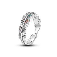 (Rings)925 Sterling Silve แหวนสำหรับผู้หญิงแหวนรูปขนนกเครื่องประดับทำแหวน Dorpshipping 2023แนวโน้ม