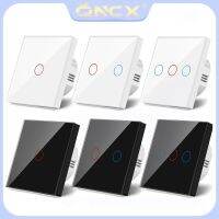 QNCX EU Touch Switch AC100-240V Led Backlight Panel Tempered Crystal Glass Wall Light Sensory Switches 1/2/3 Gang Interruttore