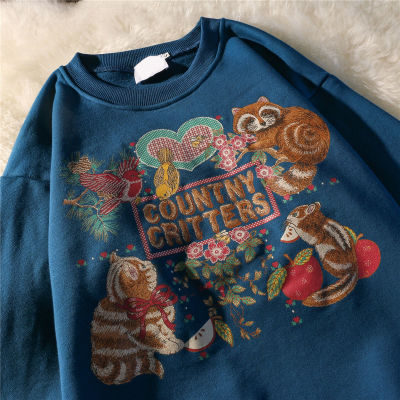 Harajuku Animal Cat Fun Print Sweatshirts Hoddies for Teens Girls Fashion Clothes 2021 Autumn New Streetwear Womens Winter Tops