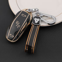 สำหรับ Tesla รุ่น3 S X Y รถ Smart Key Case Key Fob Cover TPU Auto Remote Shell Fob Protector Gold Edge พวงกุญแจรถอุปกรณ์เสริม