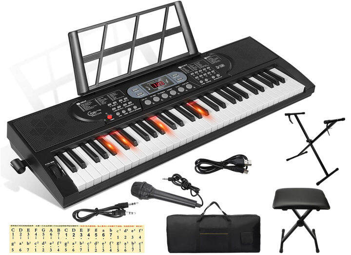61 Keys Piano Keyboard with Microphone Piano Note Sticker Power Supply