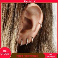 POPULAR X 8mm ทอง เงิน น้ำเงิน ต่างหูฮักกี้ฮูป Daith Conch Snug Helix Cartilage Tragus เครื่องประดับร่างกาย ต่างหูเพทาย CZ เจาะหู ลูกบาศก์เซอร์โคเนีย ต่างหู CZ หลากสี