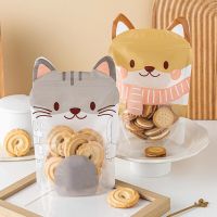 【DT】 hot  10pcs Self-sealing Bag Cute Kitten Cookie Packaging Sealing Snack Candy Bags Reusable Biscuit Zipper Sealed Fresh Storage Bags