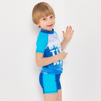 Julysand Boys Swimwear High-end Two Pieces Swimsuit Children Wave Printed Skin Care Bathing Suit Boy Blue Beachwear