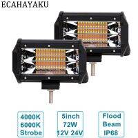 Ecahayaku ไฟตัดหมอก Led สีขาว/อำพัน2X5 72W ทางวิบากทำงานอัตโนมัติสำหรับรถบรรทุกรถจี๊ป Atv Utv เอสยูวีหลบ Ram 4X4 Ford กอล์ฟ