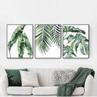 Modern Wall Art ภาพวาด Tropical Plants-สไตล์สแกนดิเนเวียสีเขียวใบโปสเตอร์สำหรับห้องนั่งเล่นตกแต่งบ้าน