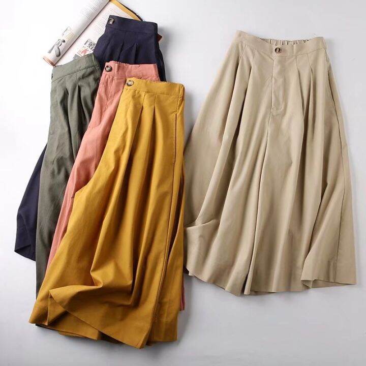 Uniqlo linen cotton hot sale wide cropped pants