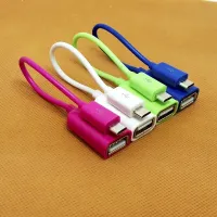 สายเคเบิล OTG ขนาดเล็ก USB ต่อ USB ไมโครโฮสต์สีสันสดใส Xiaomi HTC LG โทรศัพท์แอนดรอยด์อะแดปเตอร์สำหรับ Samsung มันวาว