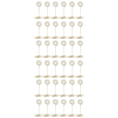 36 Pack Table Number Card Holders Photo Holder Stands Place Paper Menu Clips, Circle Shape (Gold)
