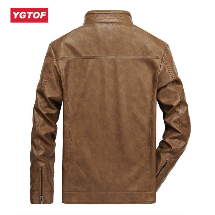 ygtof-4xl-แจ็คเก็ตหนังมอเตอร์ไซค์ผู้ชายเสื้อโค้ทผู้ชายแบบสตรีทแวร์-pu-ชุดบอมเบอร์เสื้อกันลม