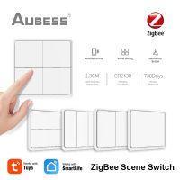 AUBESS Tuya ZigBee Smart Scene Switch 12 Scene 4 Gang Switch Push Button Controller ทำงานร่วมกับ ZigBee Gateway Smart Life App