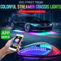 รถ Underglow แสงแถบยืดหยุ่น LED Underbody ไฟ APP ควบคุมรถนีออนแสง RGB ไหลสีตกแต่งบรรยากาศโคมไฟ