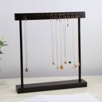 1 PCS Wood Jewelry Display Holder Organizer Rack Storage Rack for Hanging Earrings Necklace Black-Brown