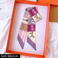 【CC】∏✜✲  Luxury Silk Scarf 2021 Fashion Handle Ladies Print Headband Small Hair Scarves Band Female