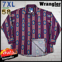 Wrangler®แท้ อก 58 ไซส์ 7XL เสื้อเชิ้ตผู้ชาย แรงเลอร์ สีม่วง เสื้อแขนยาว เนื้อผ้าดี