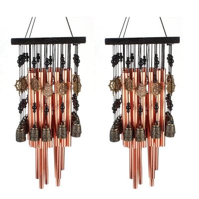 2X Outdoor Indoor Metal Tube Wind Chime with Copper Bell Windchimes for Patio Garden Terrace Decoration 80cm