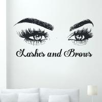 Lashes and Brows Vinyl Wall Decal Eyelashes Extensions Eyebrows Wall Sticker Eyes Decals for Girls Home Decoration Removable G02