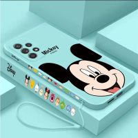 [Lanyard] Samsung Galaxy M53 M33 M23 5G A11 A31 A21 M13 M12 M22 F23ปลอกน่ารัก Mickey Mouse สแควร์ Matte Liquid Silicon กรณีประณีตนุ่ม