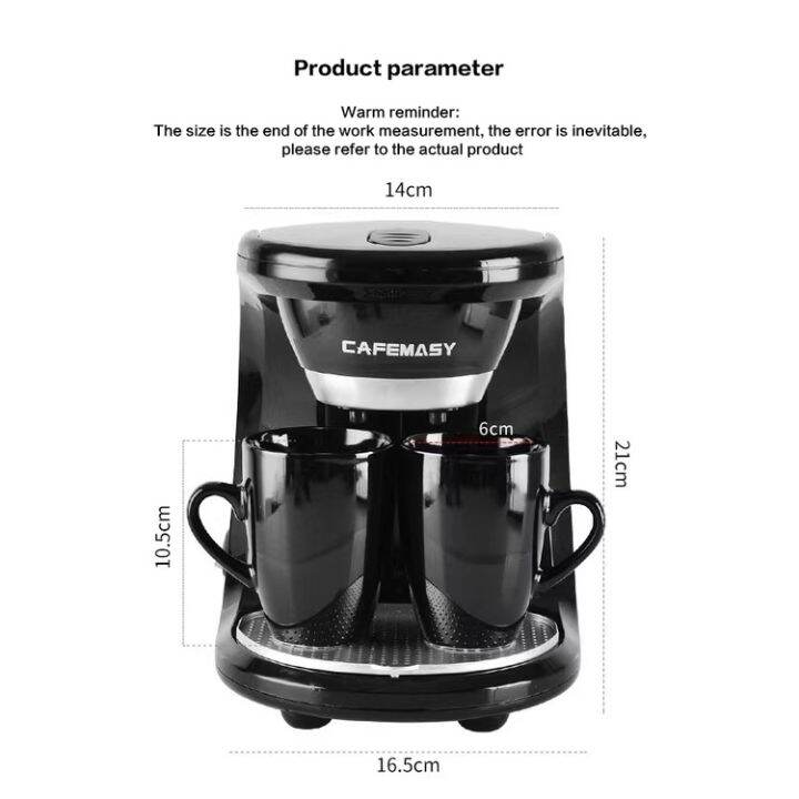Coffee Maker Double Cup Coffee Machine Portable Coffee Machine Thermal