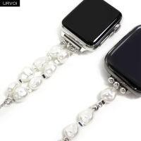 URVOI Band สำหรับ Series 8 7 6 SE54321ไม่สม่ำเสมอ Baroque Pearl Design Chain สำหรับ สร้อยข้อมือหรูหราสายคล้องคอ