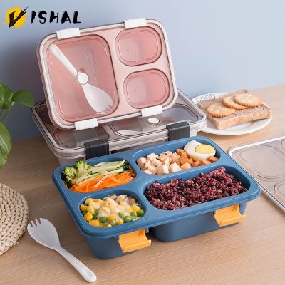 VISHAL 3 Compartment Lunch Box for Kids Portable Single Layer Leakproof Food Storage Container Microwave Sealed Lunch Box