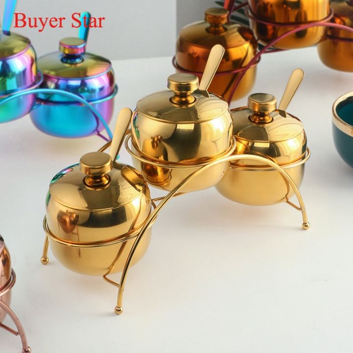 Spice Jar and spoon Tray Condiment Pots Set Salt Container Sugar