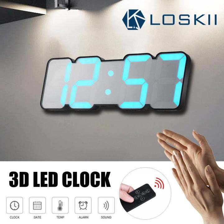 worth-buy-loskii-3d-led-นาฬิกาปลุกอัจฉริยะ-รีโมทคอนโทรล-ir-นาฬิกาตั้งโต๊ะไฟกลางคืน15สี