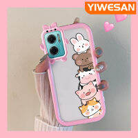 YIWESAN เคสสำหรับ Xiaomi Redmi 10 5G Redmi Note 11E 5G Redmi 11 Prime 5G เคสตุ๊กตาการ์ตูนน่ารัก Little Monster Bowknot ปลอกนิ่มกันกระแทกทนต่อการขัดถูเคสโทรศัพท์โปร่งใส TPU ซิลิกาเจลเลนส์กล้องถ่ายรูปฝาครอบป้องกัน