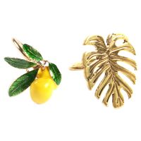 12pcs Napkin Ring Napkin Ring Table Decoration Gold for Wedding Dinner Party - 6Pcs Lemon &amp; 6pcs Turtle leaf