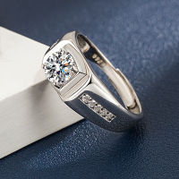 S925 แหวนสี่เหลี่ยมสีเงินผู้ชายแฟชั่นอินเทรนด์ Moissanite บุคลิกภาพแฟชั่นเครื่องประดับเงินจุดที่มา hot