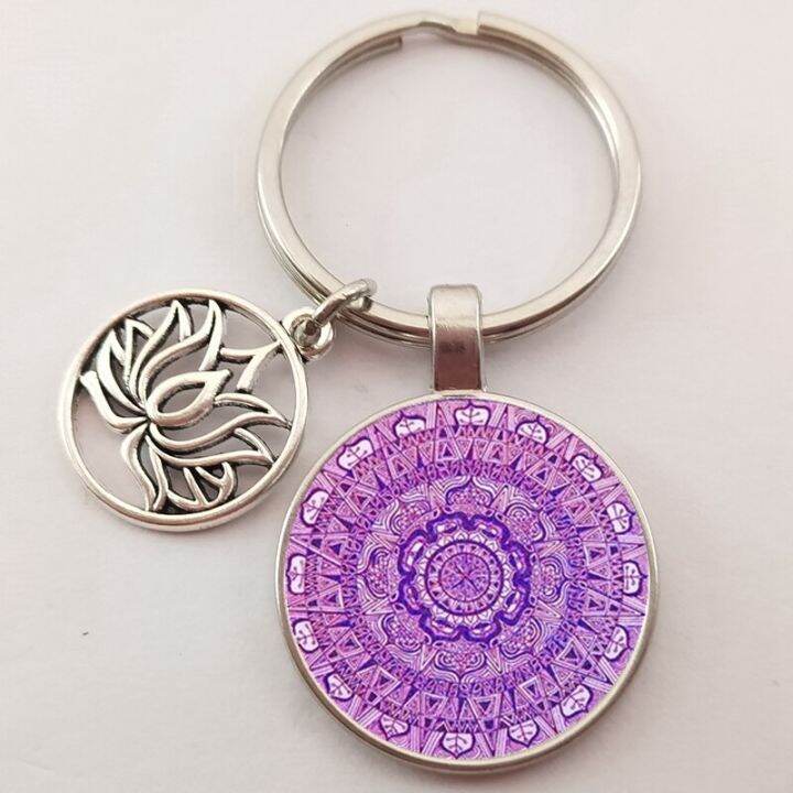 new-mandala-flower-of-life-keychain-classic-budddhist-sacred-geometry-women-key-chain-holder-for-car-bag-key-chains